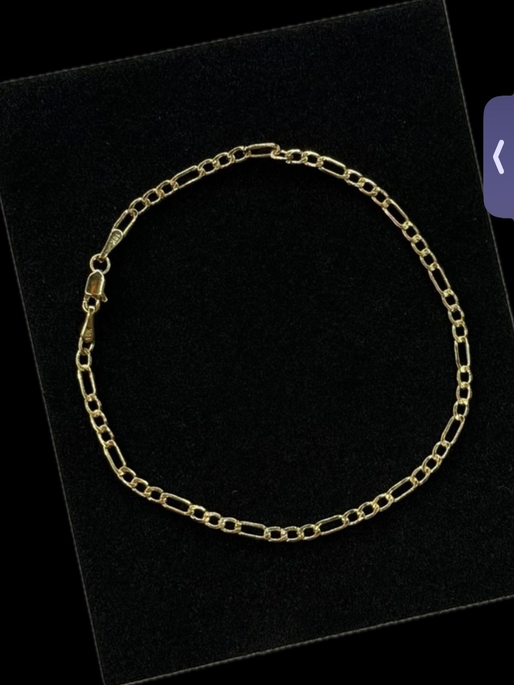 10k Solid Gold Figaro Bracelet 2.5mm, 7.5”